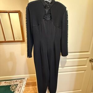 Cache Black Jumpsuit with Unique Sleeve Detail